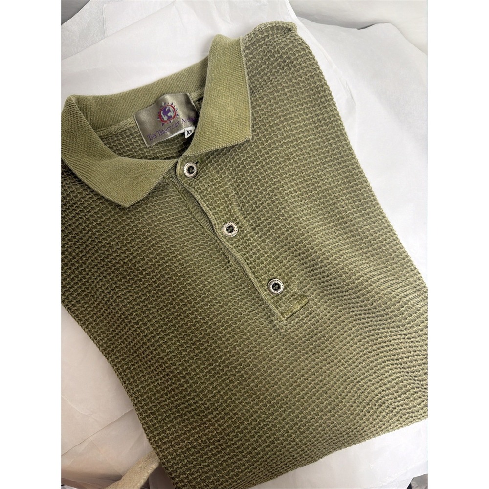 Territory Ahead Mens XL Green Waffle Shirt Short Sleeve 1/4 Button Up Cotton
